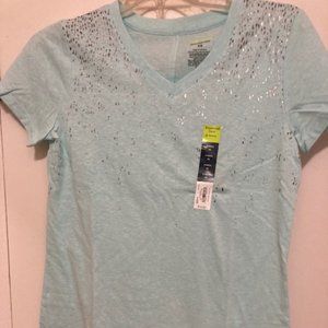 Women's Tek Gear® Essential Short Sleeve Graphic Tee - Aqua Speckle - XS